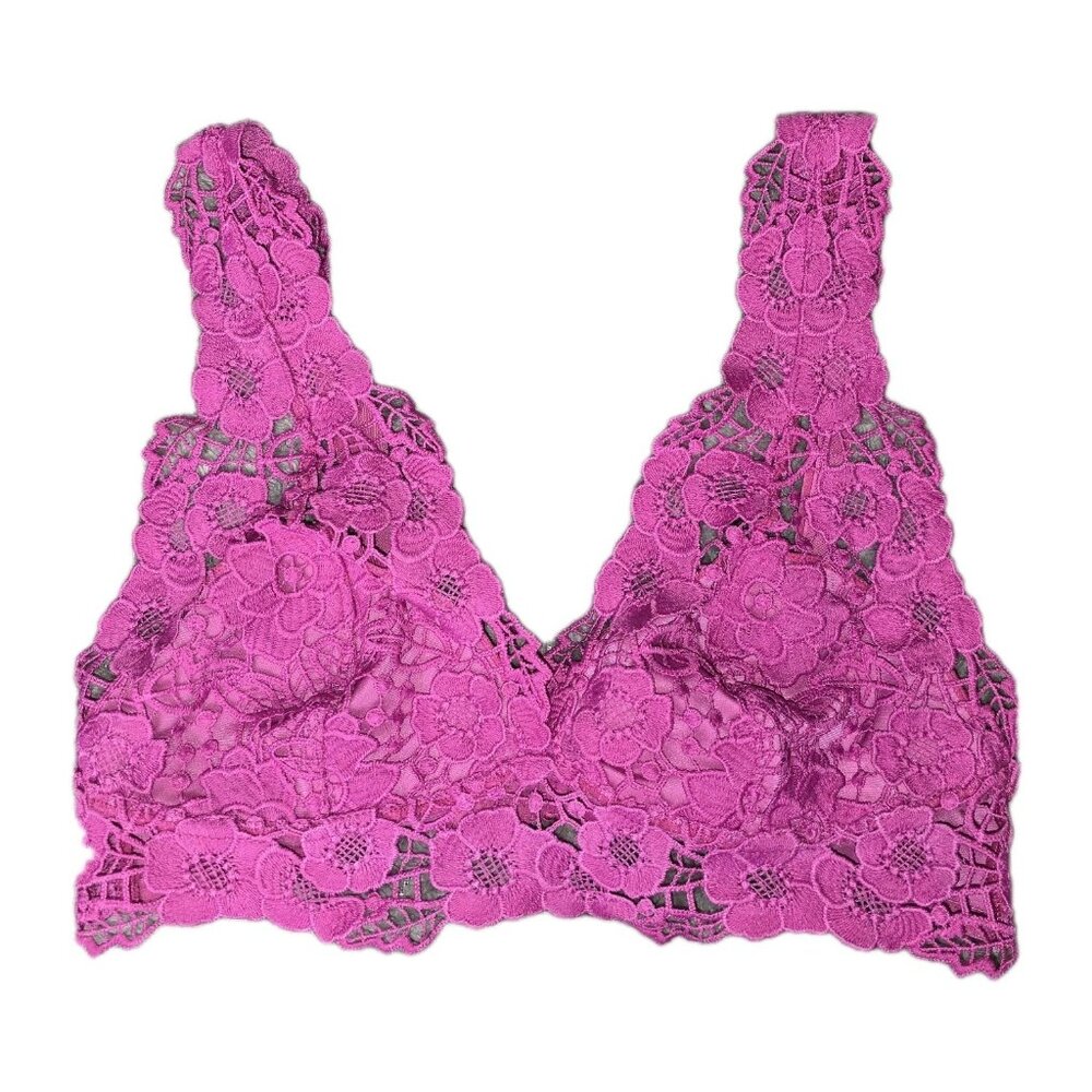 Anthropologie Lace Bralette Fuchsia Pink Floral Guipure Lace Boho Size Small‎ S